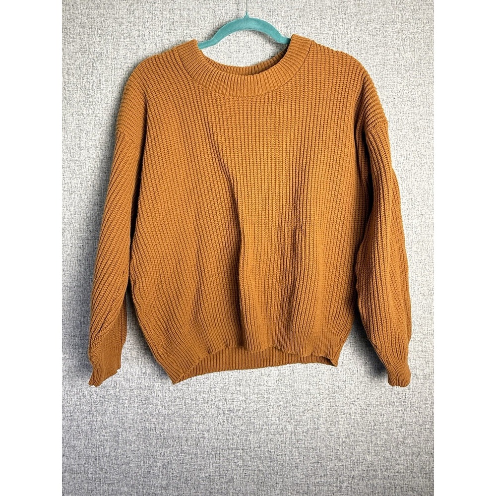 Vintage‎ 70s/80s Crew Neck Chunky Knit Sweater Goldenrod Brown Mustard MED/LG